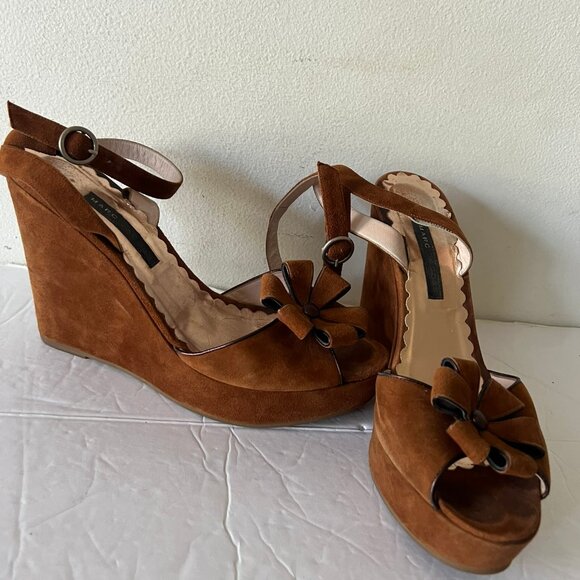 MARC JACOBS SUEDE DAISY PLATFORM WEDGE SHOES SIZE 7 US - Picture 1 of 7